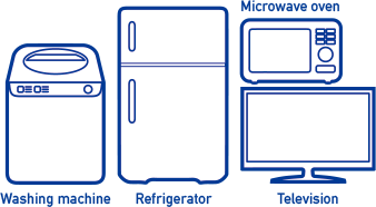 洗濯機・冷蔵庫・電子レンジ・テレビの画像
